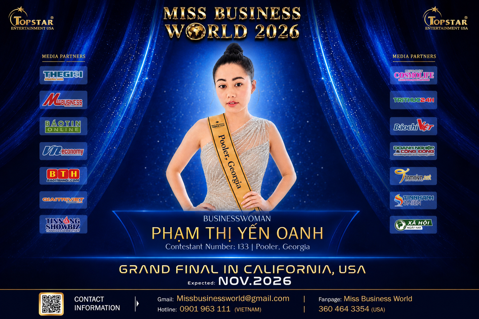 Từ cô bé Việt xa quê đến nữ doanh nhân thành công trên đất Mỹ, Phạm Thị Yến Oanh tự tin chinh phục Miss Business World 2026